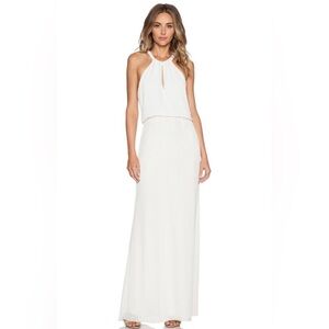 NWT PARKER BLACK ‘Marceline’ White Hand Beaded Halter Neck Long Gown Size 4